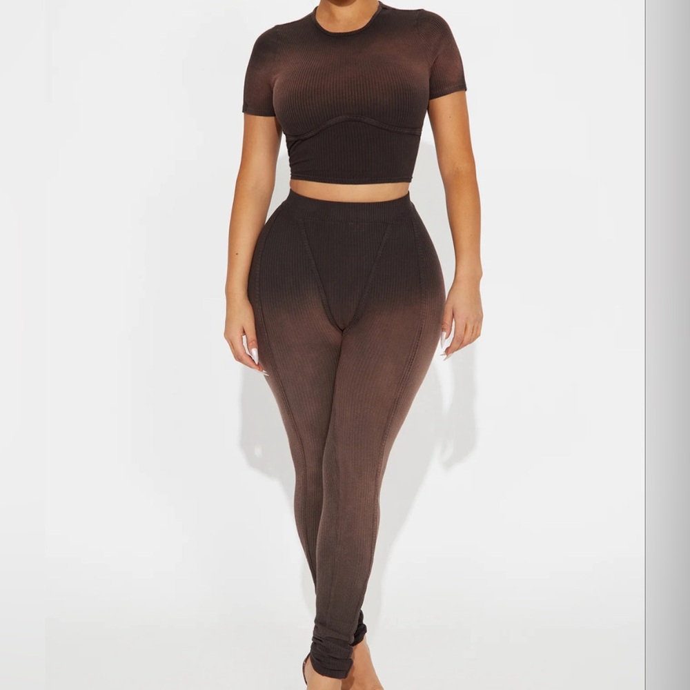 Women’s Fashion Nova Sasha Ombre Legging Matching Set Brown Size XS Extra Small